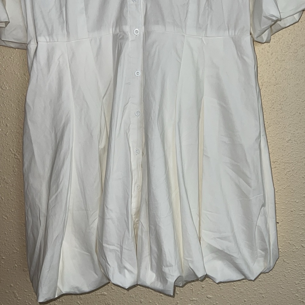 Mine White Casual Button Down Shirt dress 1XL - Picture 5 of 8